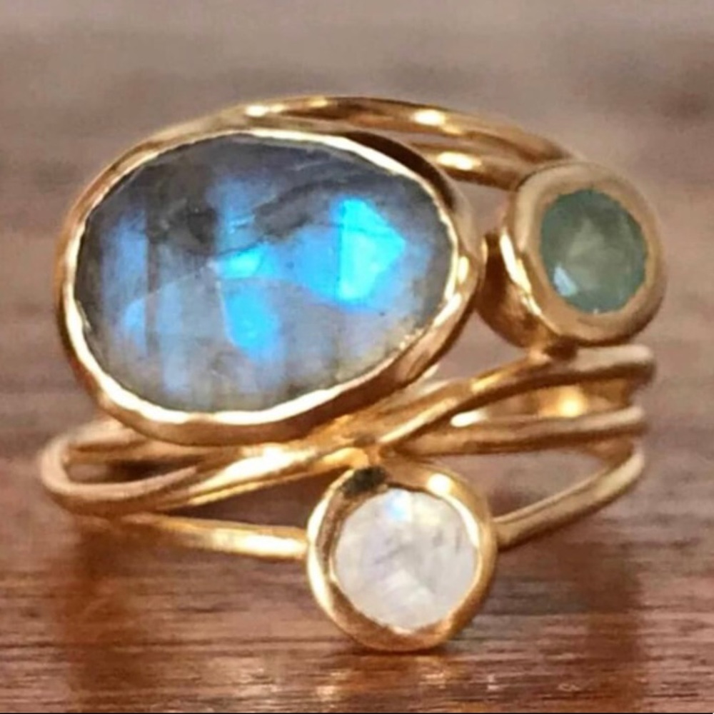 Amazing Labradorite and moonstone gold filled rings. Sizes 6-10 in stock.